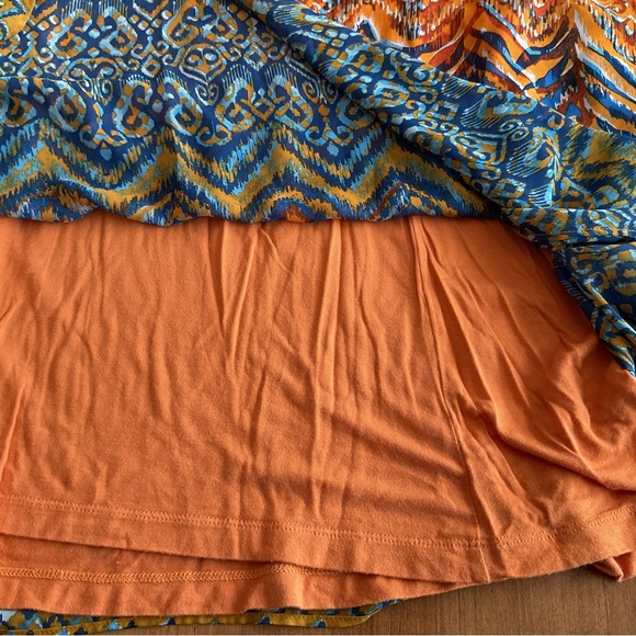 Belle by Kim Gravel Orange blue poncho tank set Large - Picture 4 of 7